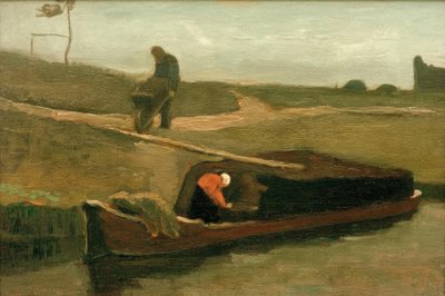 Peat Boat with Two Figures by Vincent van Gogh